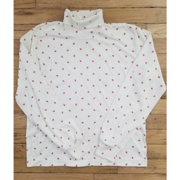Vintage 1990's Mini Strawberry Print Turtleneck - Picture 3 of 5